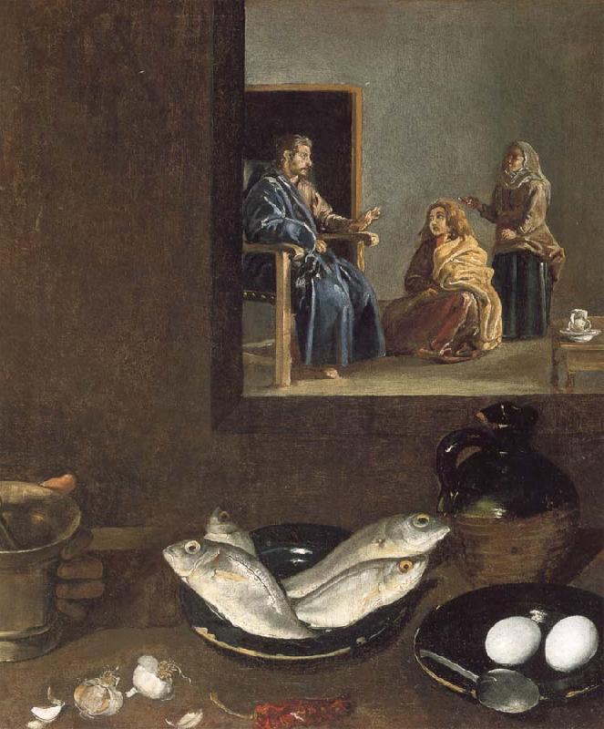 Diego Velazquez Detail of Kitchen Scene with Christ in the House of Martha and Mary oil painting image